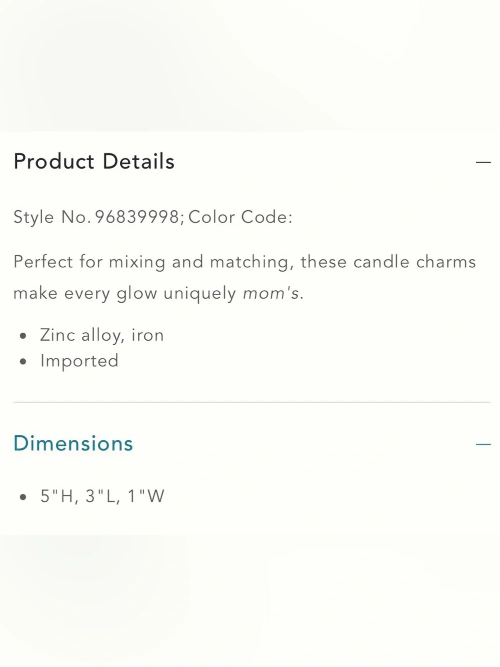 NIB Anthropologie Mom Candle Charm